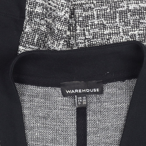 Warehouse Women’s Black Tweed Open Blazer Jacket Size 10