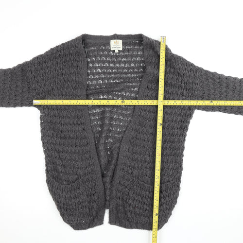 River Island Women's Grey Chunky-Knit Open Cardigan Size 6