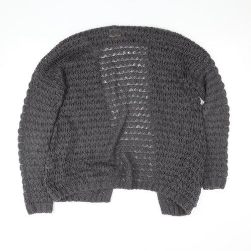 River Island Women's Grey Chunky-Knit Open Cardigan Size 6