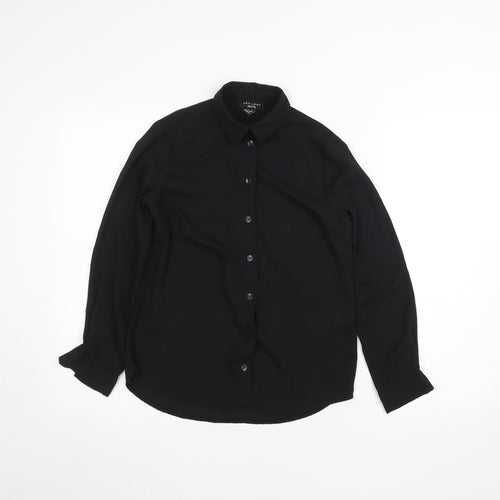 New Look Petite Black Long Sleeve Button-Up Blouse Size 4