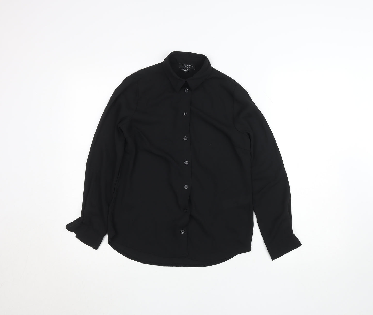 New Look Petite Black Long Sleeve Button-Up Blouse Size 4