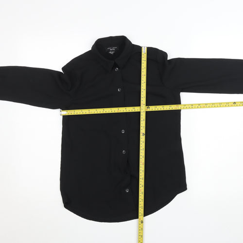 New Look Petite Black Long Sleeve Button-Up Blouse Size 4
