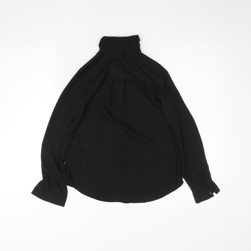 New Look Petite Black Long Sleeve Button-Up Blouse Size 4