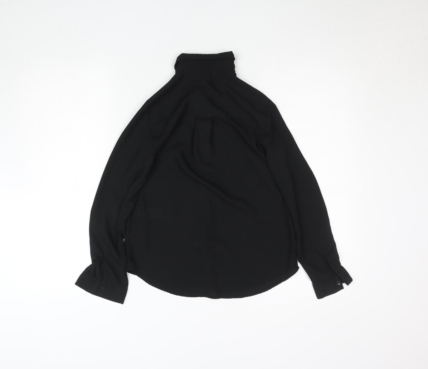 New Look Petite Black Long Sleeve Button-Up Blouse Size 4