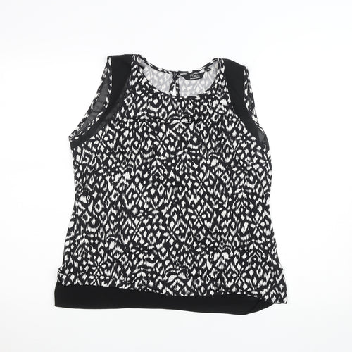 Star by Julien Macdonald Womens Black Sleeveless Patterned Blouse Size 12
