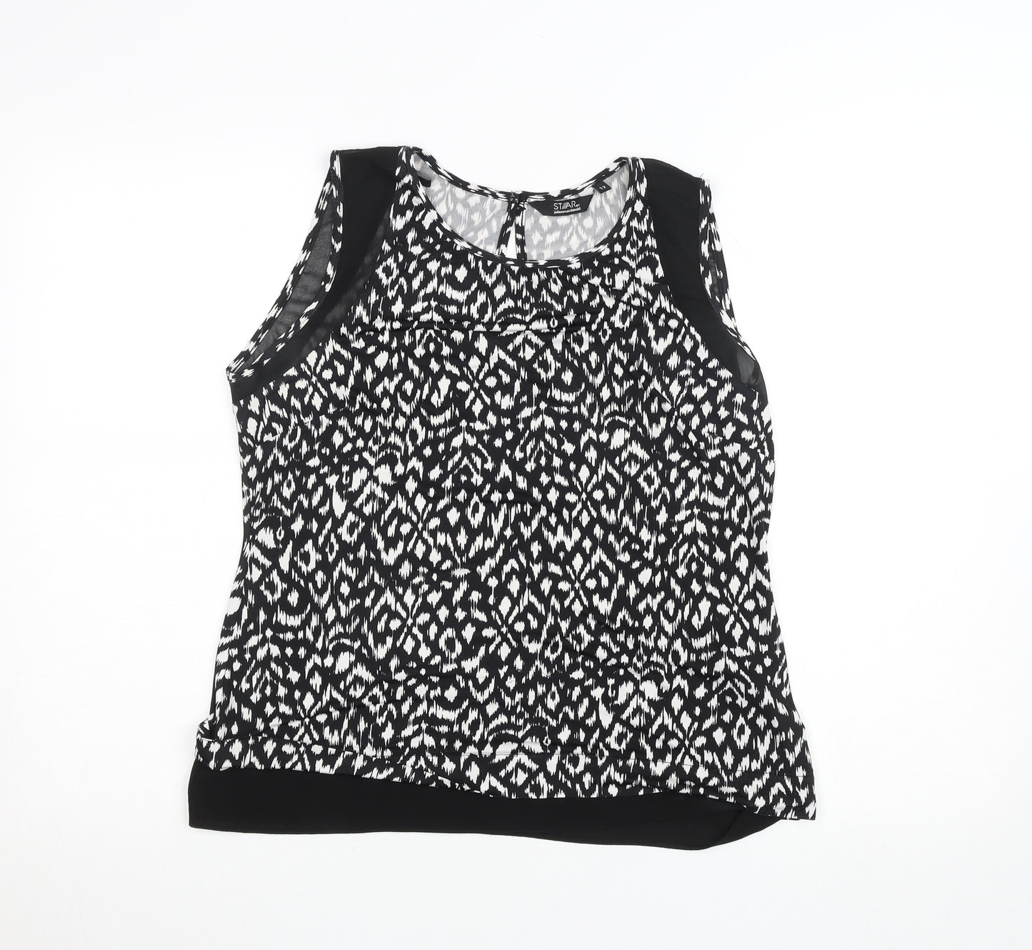 Star by Julien Macdonald Womens Black Sleeveless Patterned Blouse Size 12