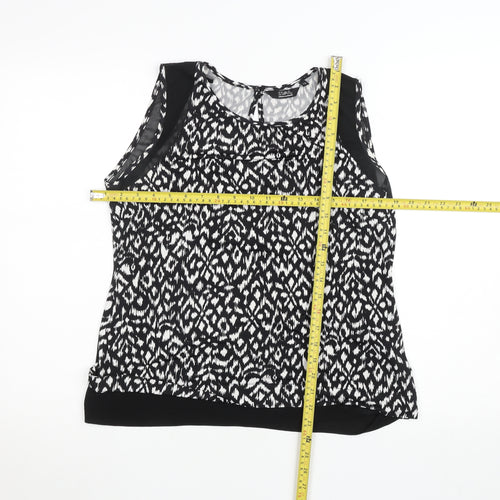 Star by Julien Macdonald Womens Black Sleeveless Patterned Blouse Size 12