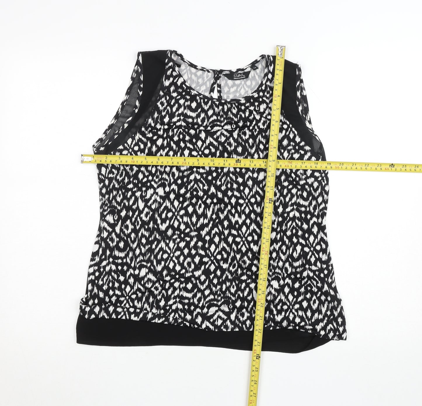 Star by Julien Macdonald Womens Black Sleeveless Patterned Blouse Size 12