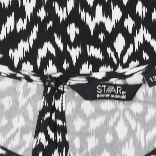 Star by Julien Macdonald Womens Black Sleeveless Patterned Blouse Size 12