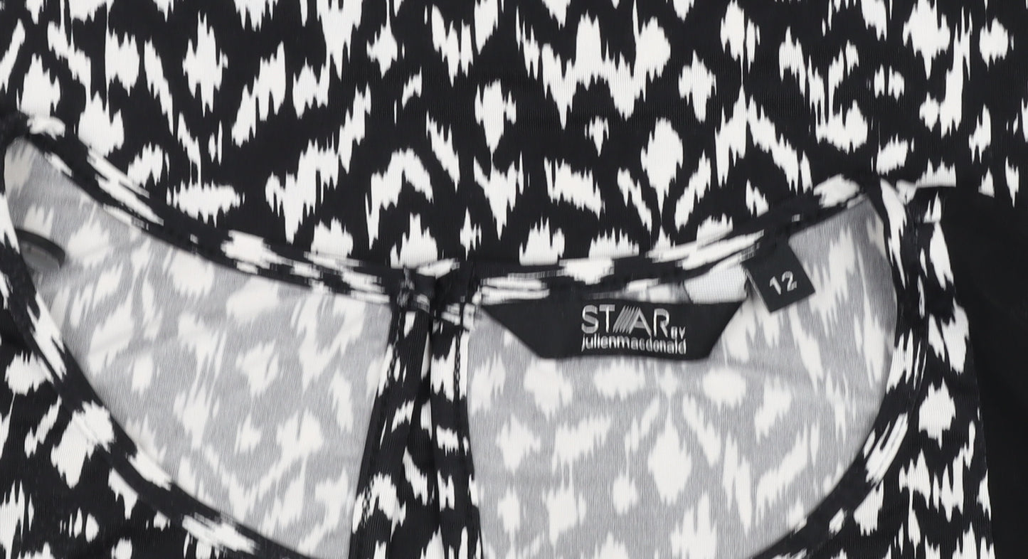Star by Julien Macdonald Womens Black Sleeveless Patterned Blouse Size 12