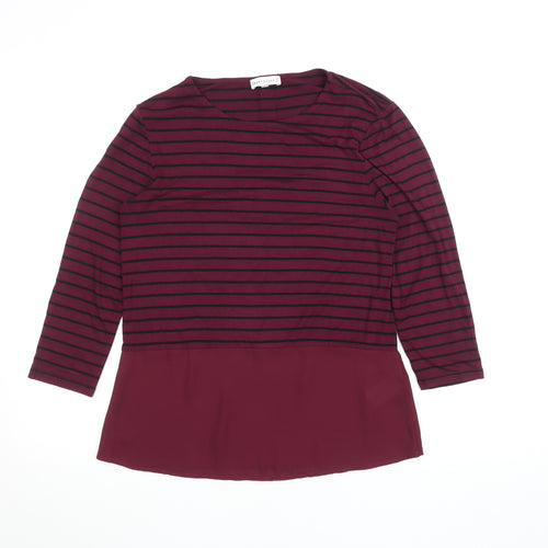 Warehouse Women’s Red Striped Tunic Blouse Size 10 3/4 Sleeve