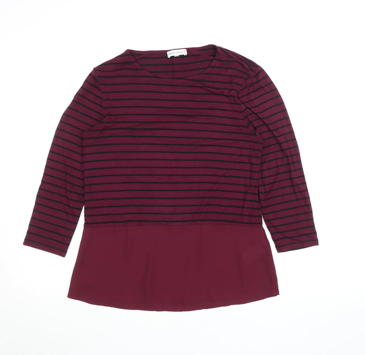 Warehouse Women’s Red Striped Tunic Blouse Size 10 3/4 Sleeve