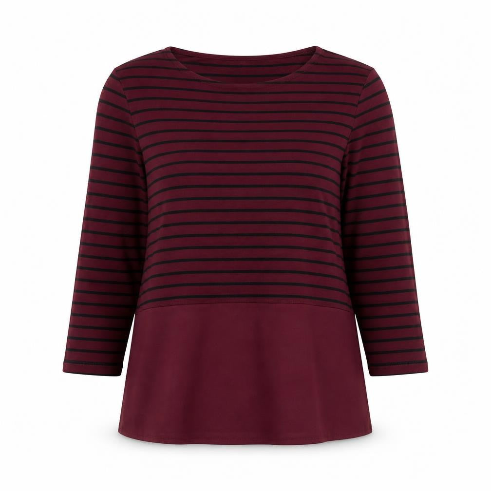 Warehouse Women’s Red Striped Tunic Blouse Size 10 3/4 Sleeve