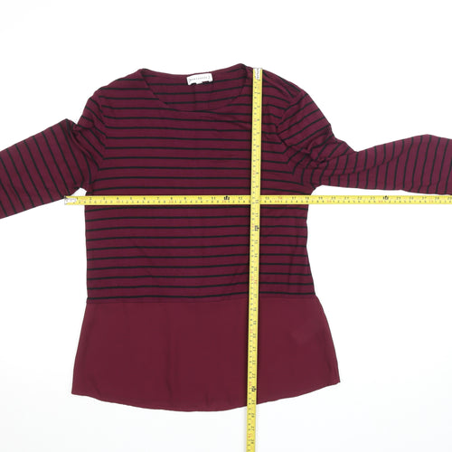 Warehouse Women’s Red Striped Tunic Blouse Size 10 3/4 Sleeve