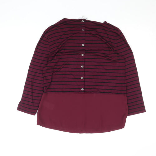 Warehouse Women’s Red Striped Tunic Blouse Size 10 3/4 Sleeve