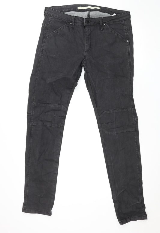 H&M Women Black Skinny Jeans Size M High Rise Stretch Denim