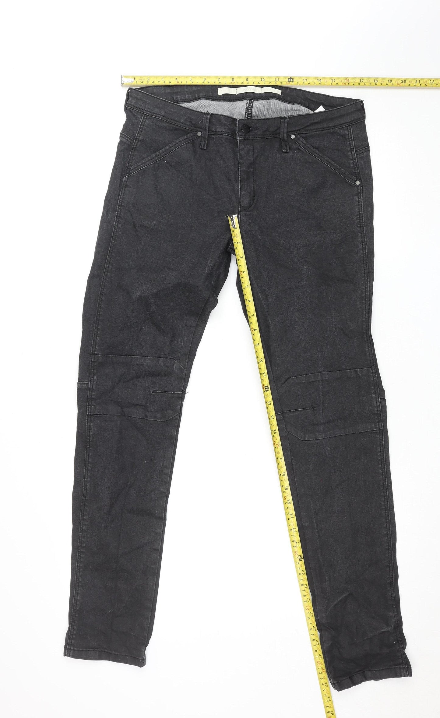 H&M Women Black Skinny Jeans Size M High Rise Stretch Denim