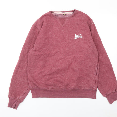 inct Mens Red Pullover Crew Neck Sweatshirt Size M Cotton Blend