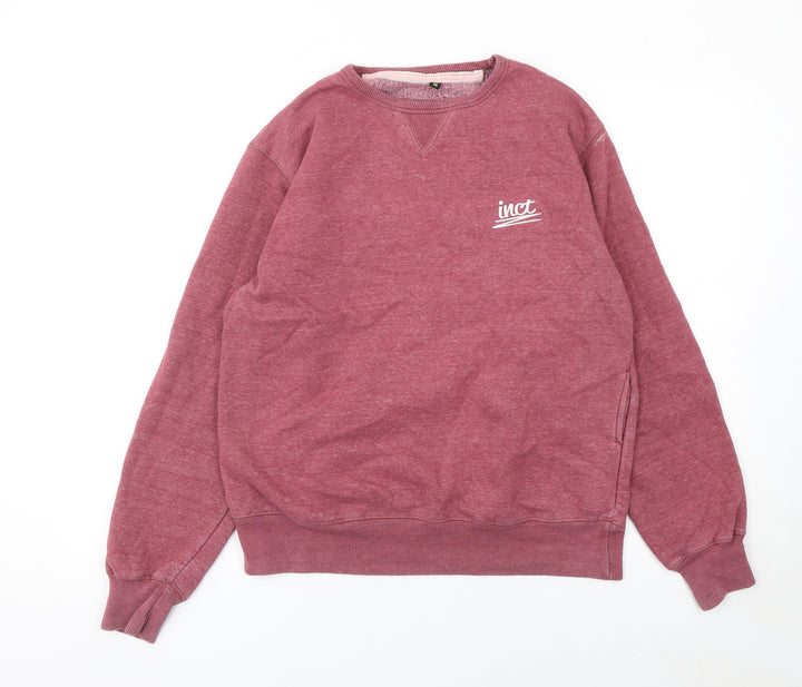 inct Mens Red Pullover Crew Neck Sweatshirt Size M Cotton Blend