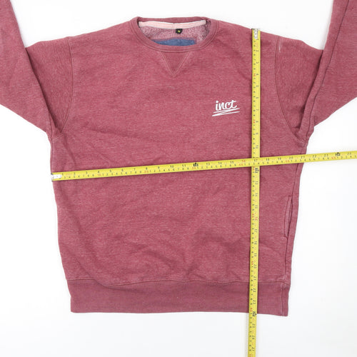 inct Mens Red Pullover Crew Neck Sweatshirt Size M Cotton Blend