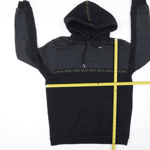 boohooMAN Men's Black Hoodie M Pullover Logo Hooded Sweatshirt