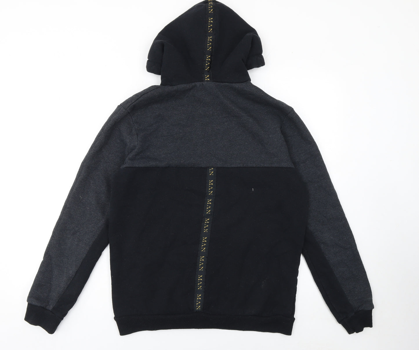 boohooMAN Men's Black Hoodie M Pullover Logo Hooded Sweatshirt