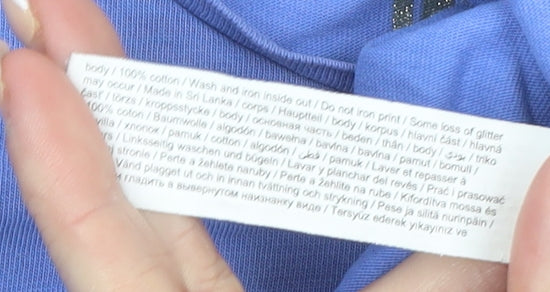 F&F Girls Blue Long Sleeve Graphic T-Shirt 12-13 Years 100% Cotton