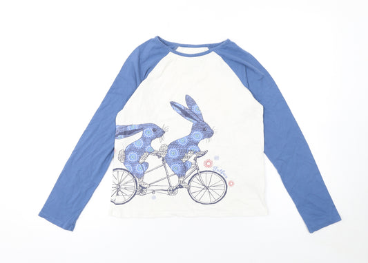 FatFace Girls Blue Long Sleeve Bunny Graphic T-Shirt 10-11 Years