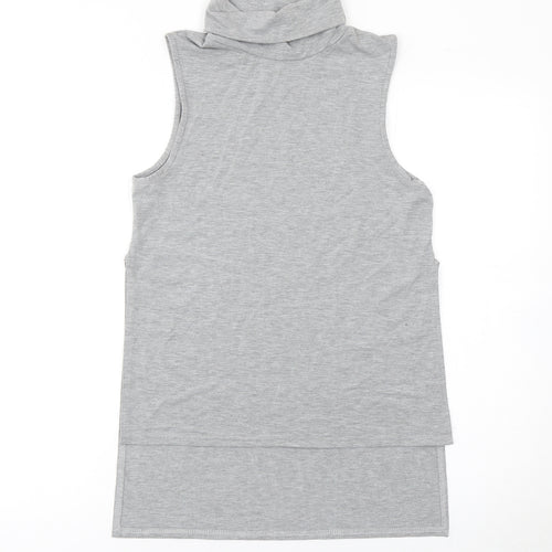 PrettyLittleThing Womens Grey Sleeveless Roll Neck Tank Top UK 10