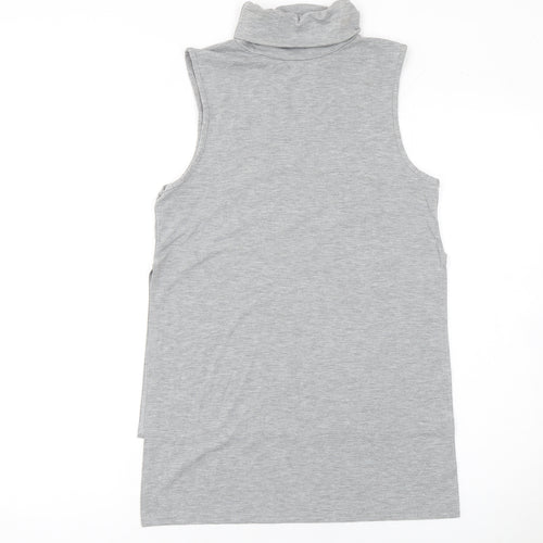 PrettyLittleThing Womens Grey Sleeveless Roll Neck Tank Top UK 10