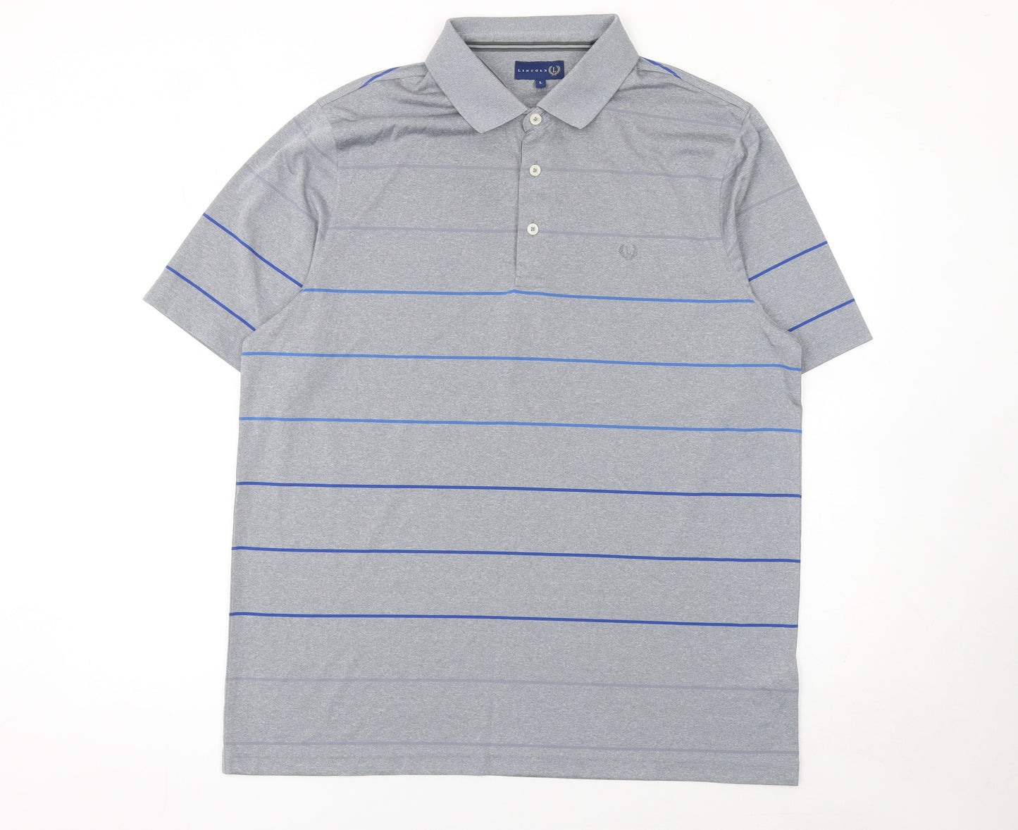 Matalan Men's Grey Striped Polo Shirt Size L Regular Fit