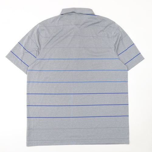 Matalan Men's Grey Striped Polo Shirt Size L Regular Fit