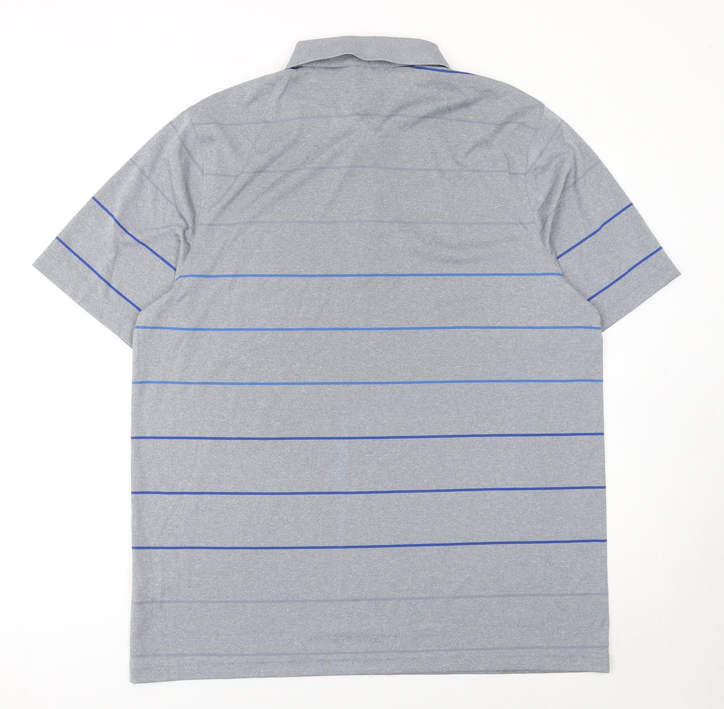 Matalan Men's Grey Striped Polo Shirt Size L Regular Fit