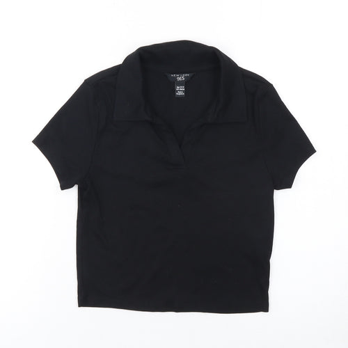 New Look Girls Black Polo Collar Short Sleeve Jersey Top 12-13 Years