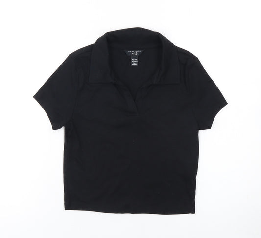New Look Girls Black Polo Collar Short Sleeve Jersey Top 12-13 Years