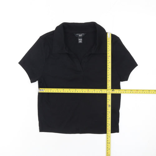 New Look Girls Black Polo Collar Short Sleeve Jersey Top 12-13 Years