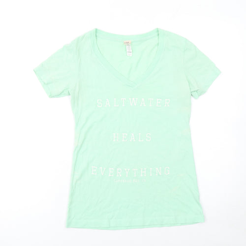 Coastal Classics Womens Green V-Neck Short Sleeve T-Shirt Size S