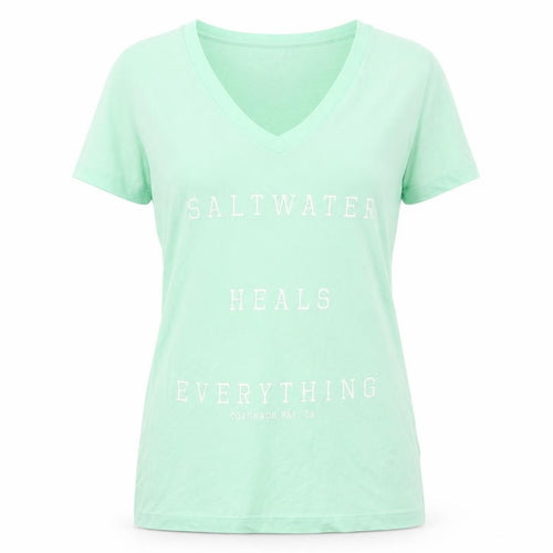 Coastal Classics Womens Green V-Neck Short Sleeve T-Shirt Size S