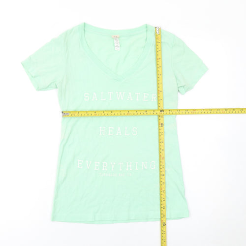 Coastal Classics Womens Green V-Neck Short Sleeve T-Shirt Size S