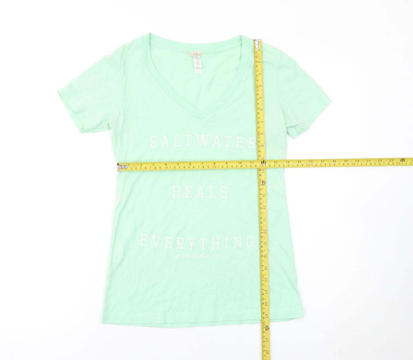 Coastal Classics Womens Green V-Neck Short Sleeve T-Shirt Size S