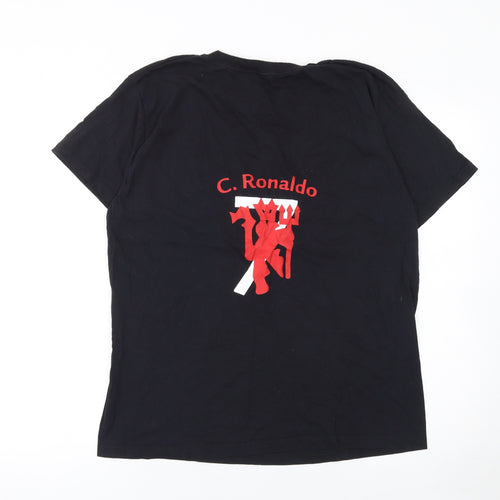 Fruit of the Loom Men's Black C. Ronaldo Graphic T-Shirt Size L