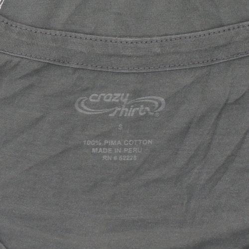 Crazy Shirts Women's Grey Floral V-Neck Cotton T-Shirt Size S