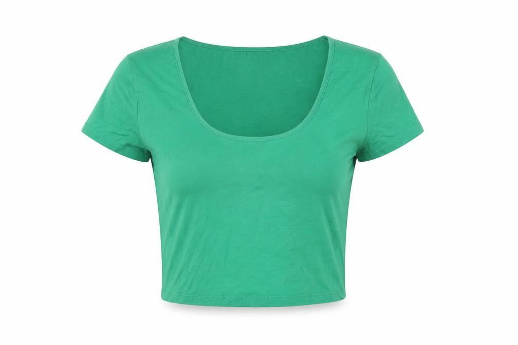 H&M Divided Women’s Green Cropped Slim Fit Scoop Neck T-Shirt Size 12