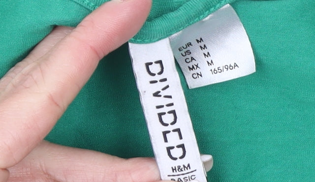 H&M Divided Women’s Green Cropped Slim Fit Scoop Neck T-Shirt Size 12