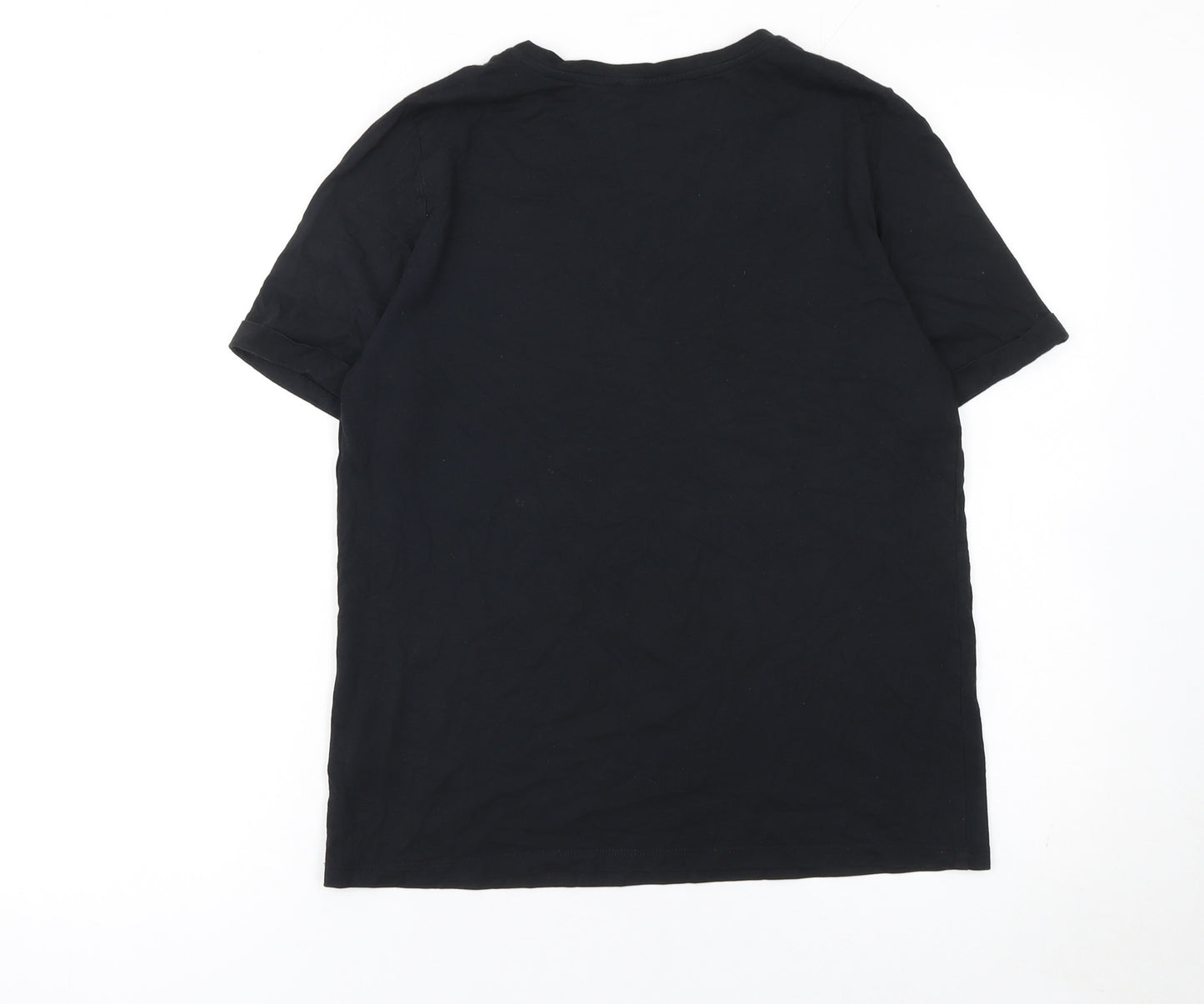 Marks and Spencer Women's Black Embroidered Floral T-Shirt Size 8