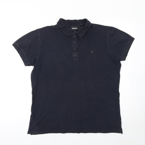 Diesel Men’s Black Cotton Stretch Polo Shirt Size L