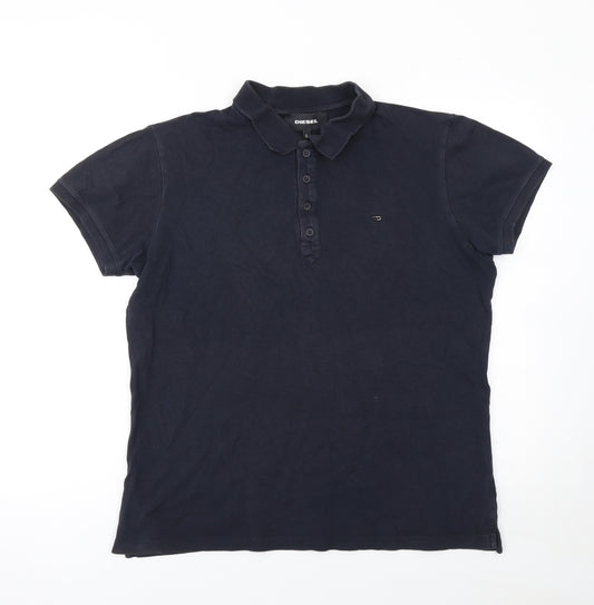 Diesel Men’s Black Cotton Stretch Polo Shirt Size L