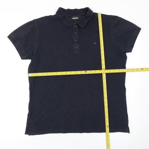 Diesel Men’s Black Cotton Stretch Polo Shirt Size L