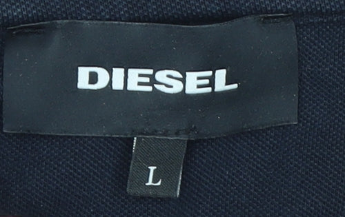 Diesel Men’s Black Cotton Stretch Polo Shirt Size L