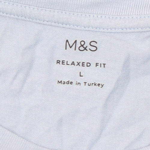 Marks and Spencer Men's Blue Saint-Tropez Graphic Relaxed Fit T-Shirt L